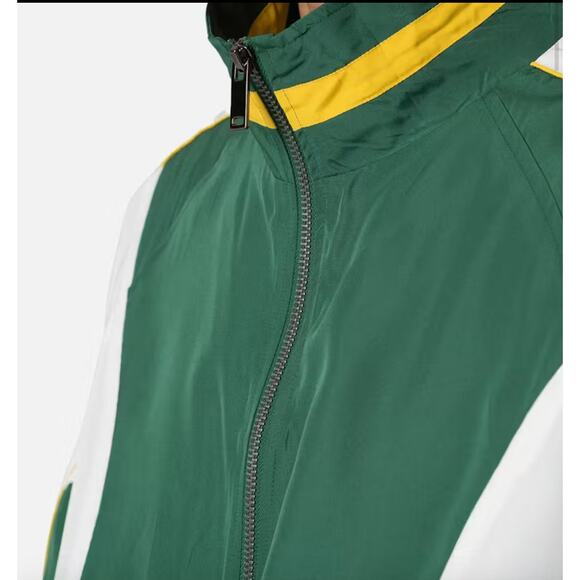 MNML Mens Windbreaker Athletic Light Jacket Box Fit Green & White Size Small - Picture 6 of 8